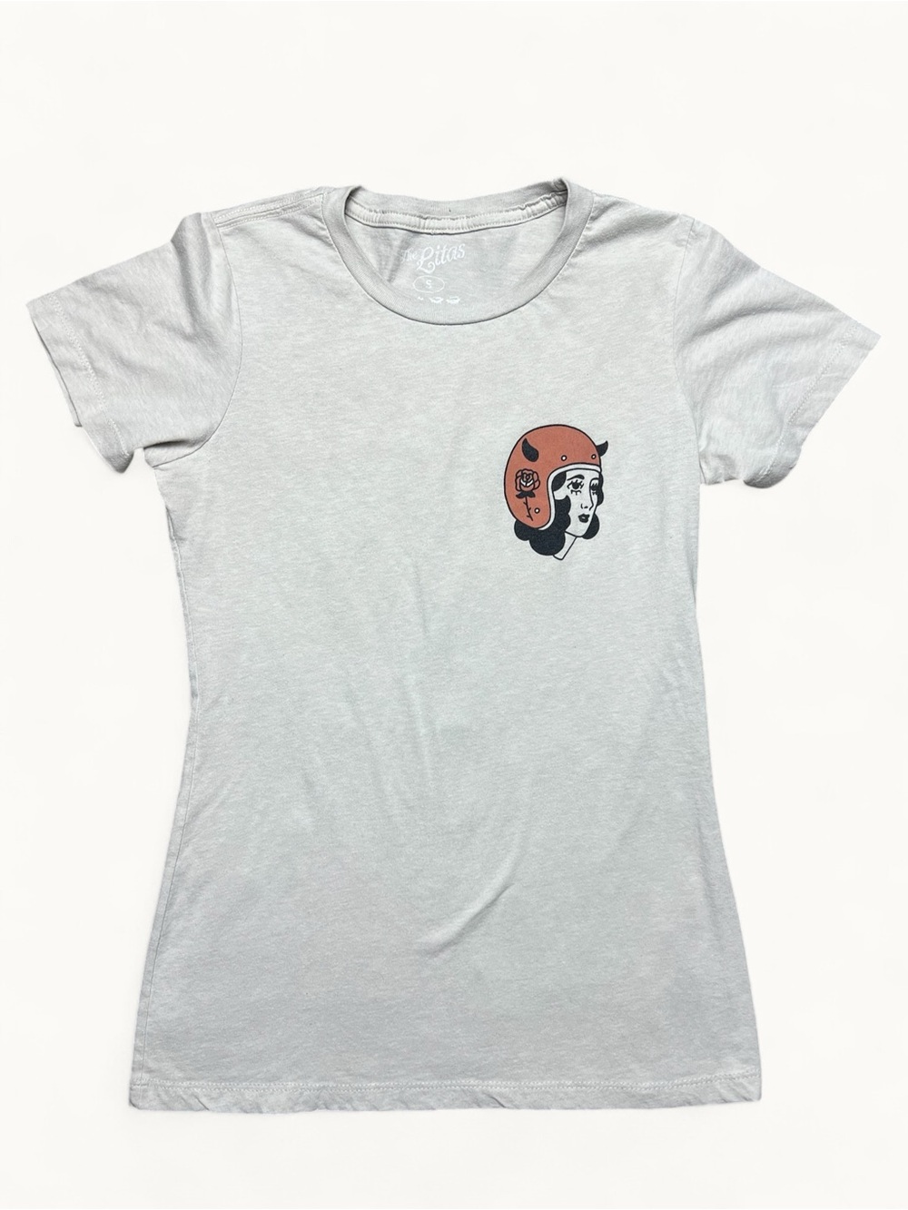 Hell Babes The Litas Graphic Tee Womens S Beige Y2K Moto Bikercore